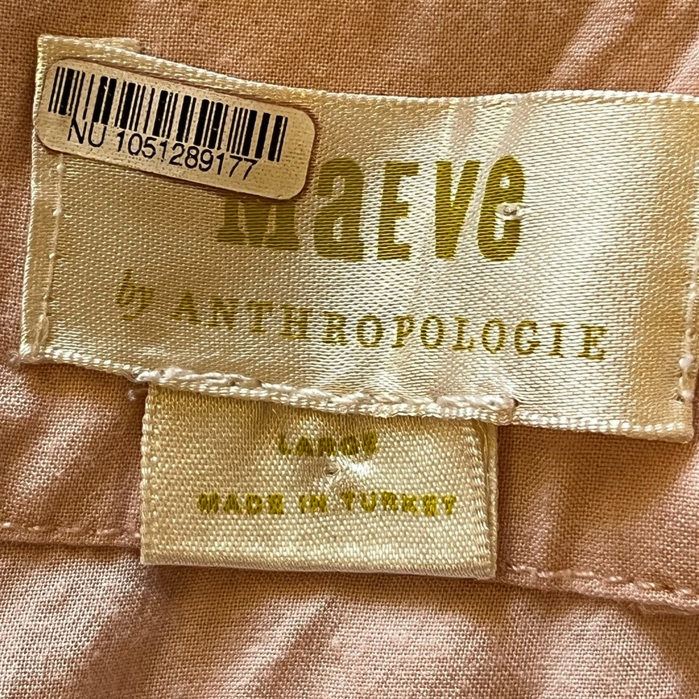 Anthropologie Strapless Mini Dress. Back bow, stretchy back. Orange, pink. L - Picture 13 of 16